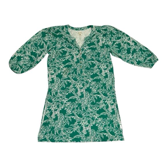 Lilly Pulitzer Emery Dress Women’s XXL Fiddle Leaf Green Safari Party READ - Picture 1 of 7